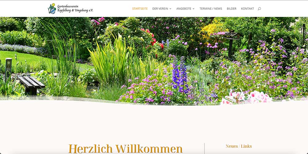 Gartenbauverein Kapfelberg, Website Vorschau