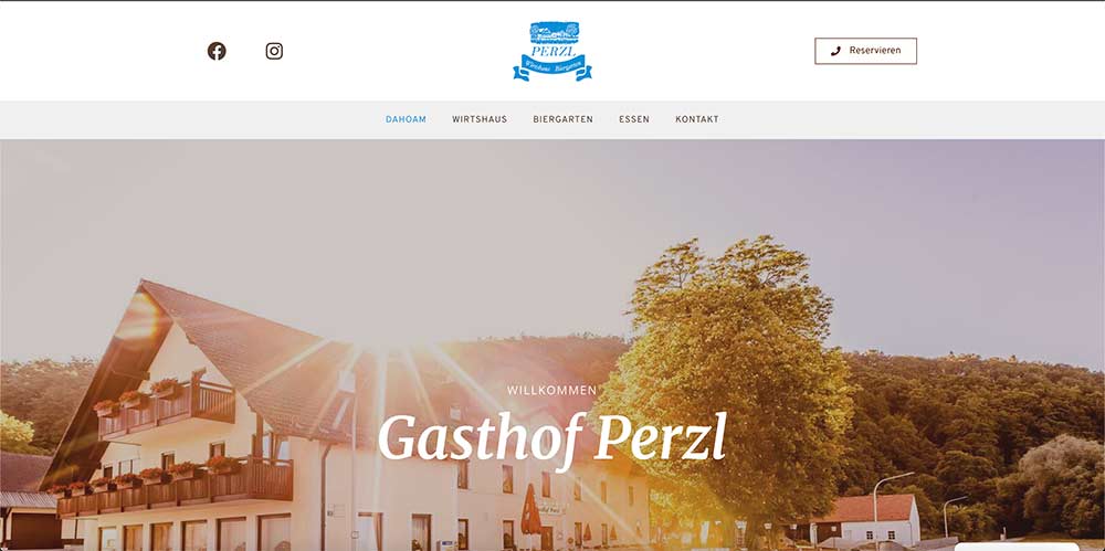 Gasthof Perzl, Website Vorschau