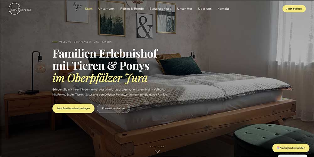 Jura Ferienhof, Website Vorschau