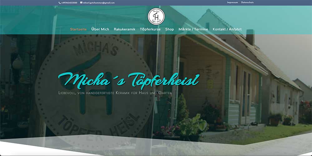 Michas Töpferheisl, Website Vorschau
