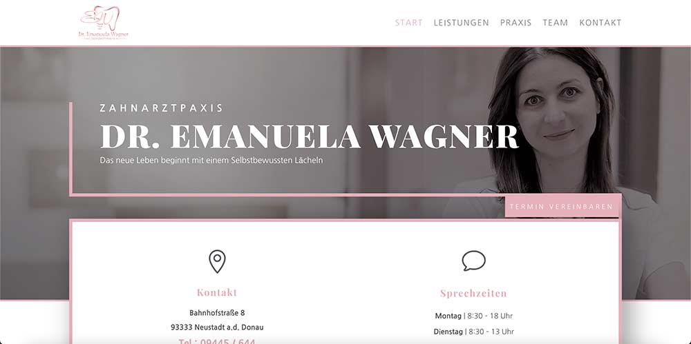 Dr. Emanuela Wagner, Website Vorschau